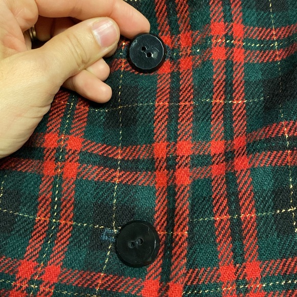 Wool Christmas Blazer 2 Button Red/Green/Gold Plaid Women’s Size 14 Shoulder Pad - Picture 6 of 13
